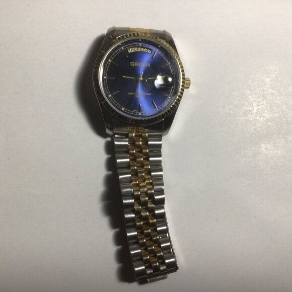 Gruen Vintage Silver Gold Tone President Style Watch 39 mm NOS - Picture 3 of 9